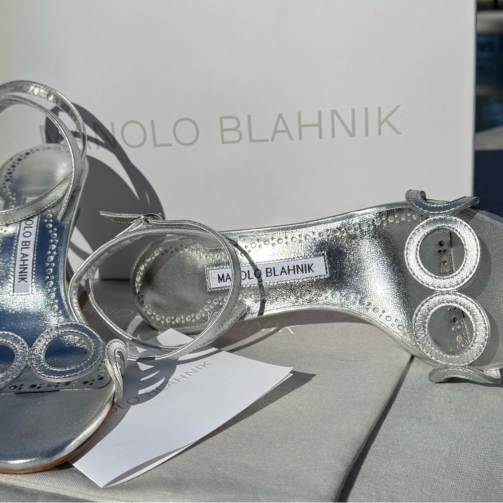 Manolo Blahnik Metallic Silver Heels - Picture 11 of 16